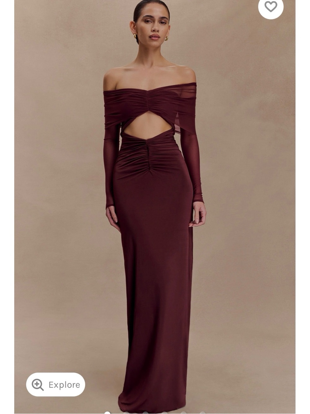 Off-Shoulder Cutout Maxi Dress in Burgundy